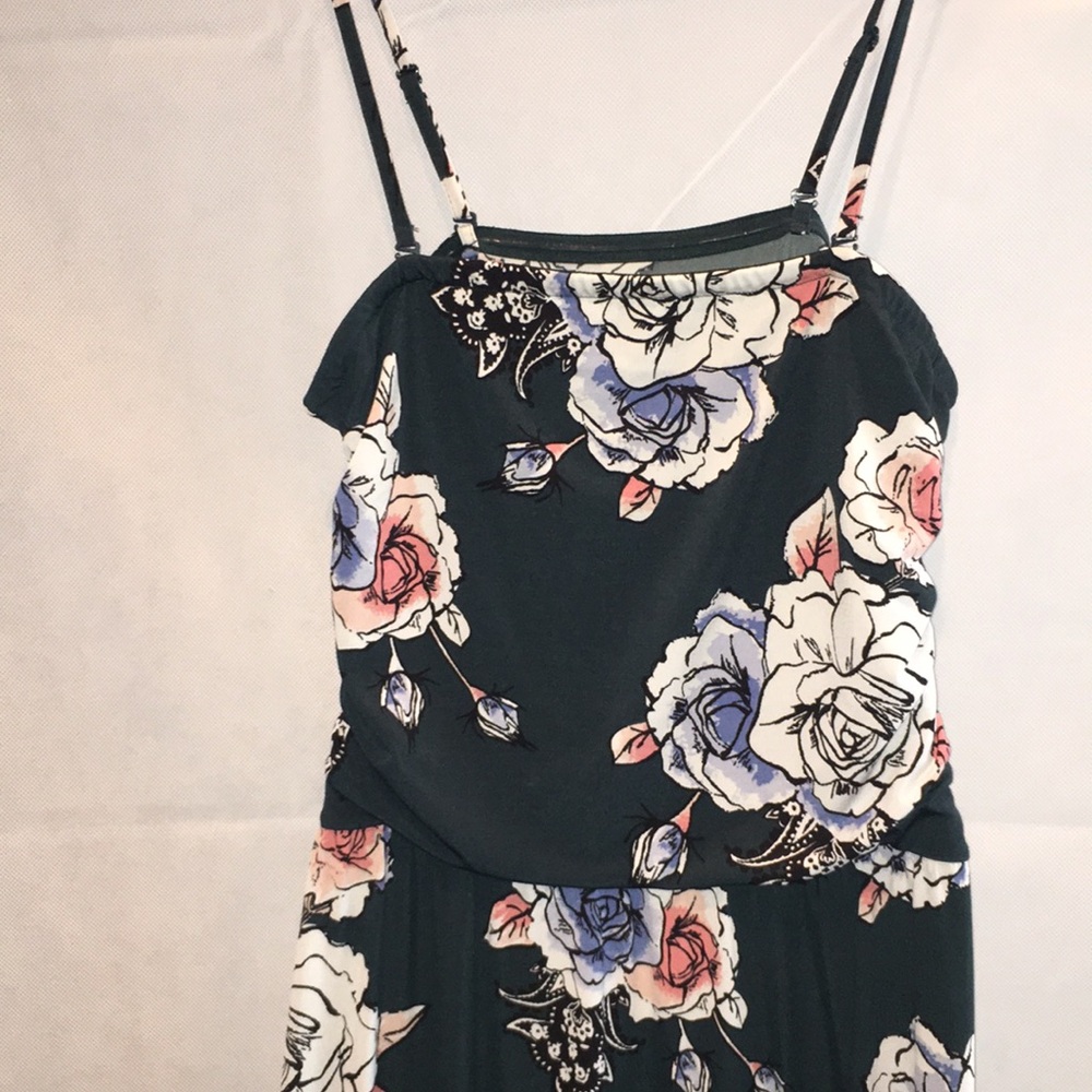 Maurices Floral Print Sleeveless Midi Dress – Black with Pastel Roses | Size Sma
